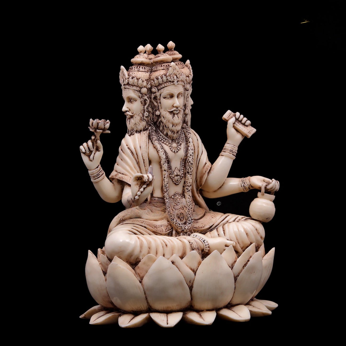 Brahma Dev Idol-Four Faced Figurine-Statue for Temple and Home Decor-Height-8 Inches-White Finish