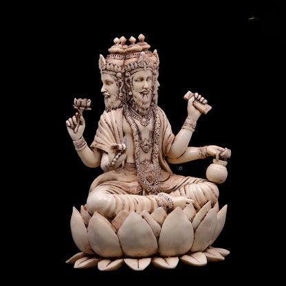 Brahma Dev Idol-Four Faced Figurine-Statue for Temple and Home Decor-Height-8 Inches-White Finish