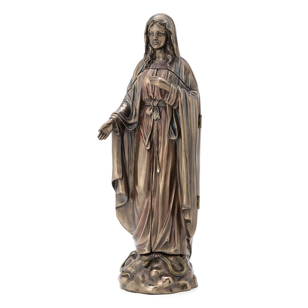 Lady Of Grace Polyptych Statue Of Annunciation-Height-11 Inches-Metallic Finish