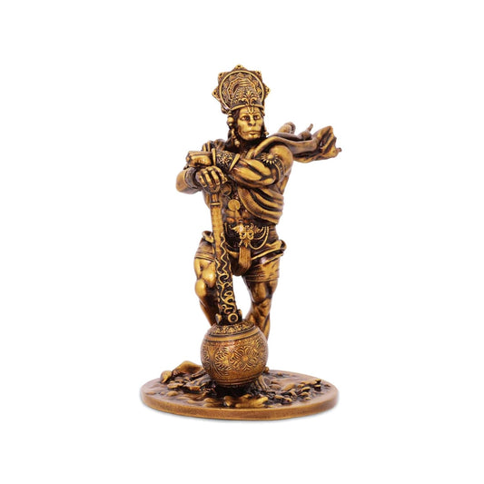 Hanuman Idol Standing Holding Gada-Height-4 Iinches-Metallic-Resin-Modern Art