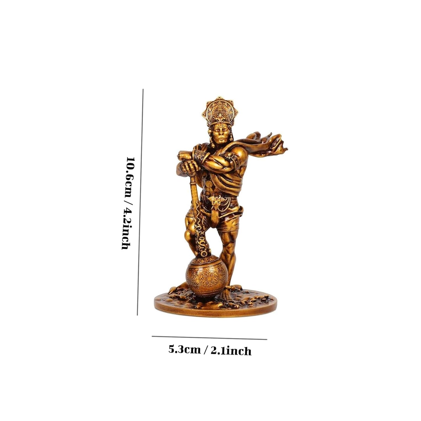 Hanuman Idol Standing Holding Gada-Height-4 Iinches-Metallic-Resin-Modern Art
