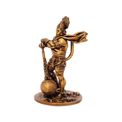 Hanuman Idol Standing Holding Gada-Height-4 Iinches-Metallic-Resin-Modern Art