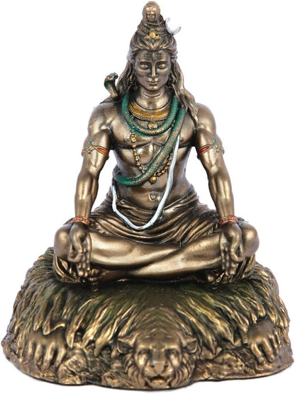 New Sitting Shiva Idol On Stones Meditating-Height-9 Inches-Metallic-Resin