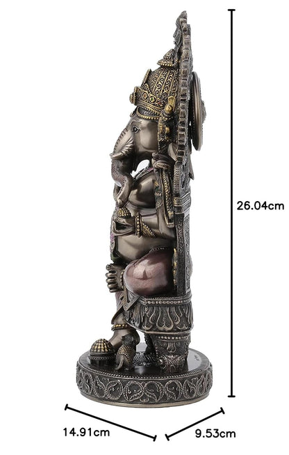 New Ganesh Idol Sitting Pose Arc Style-Carved-Metallic Finish-Resin-Height-10 Inches