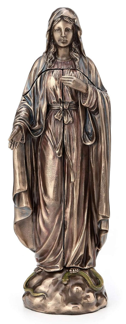 Lady Of Grace Polyptych Statue Of Annunciation-Height-11 Inches-Metallic Finish
