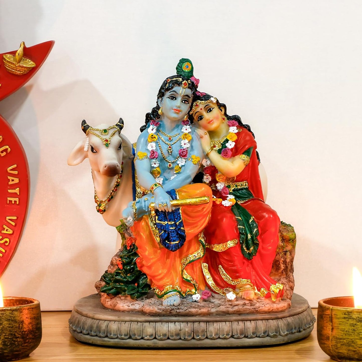 Big Sitting Radha - Krishna With Cow
