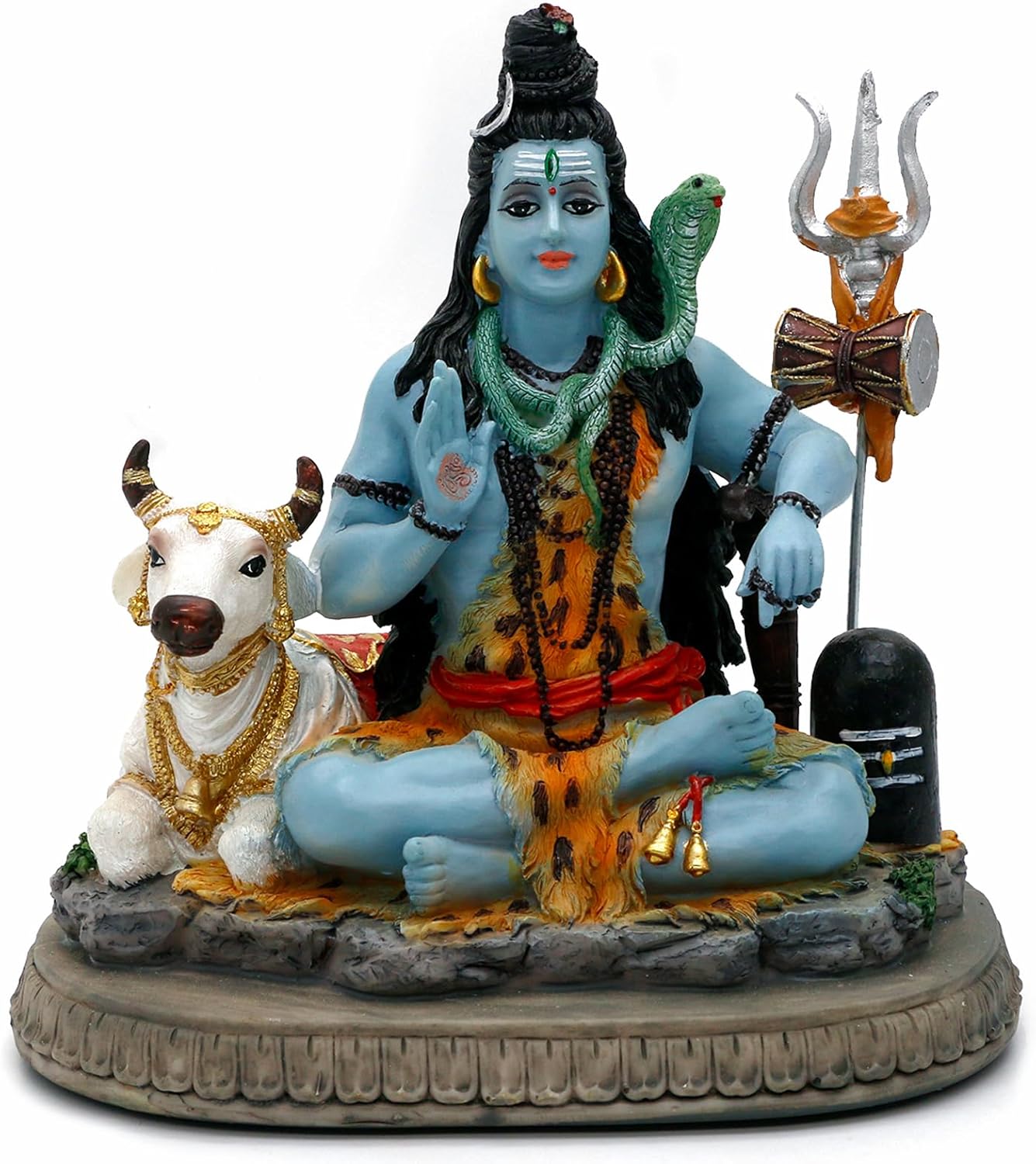 Medium Sitting Shiva Idol With Nandi-Multicoloured-Resin-Height-6 Inches-Shiv Nandi