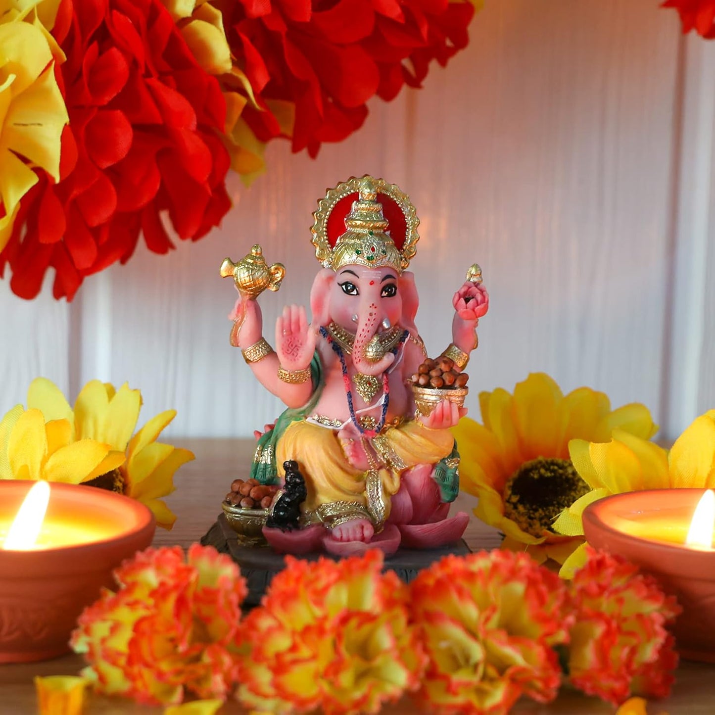 New Small Ganesh Statue-Height-3.5 Inches-Coloured-Ganesha Idol