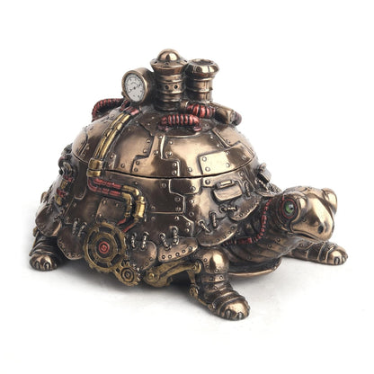 Large Turtle Steampunk Style Money Box-Height-5 Inches-Metallic-Resin