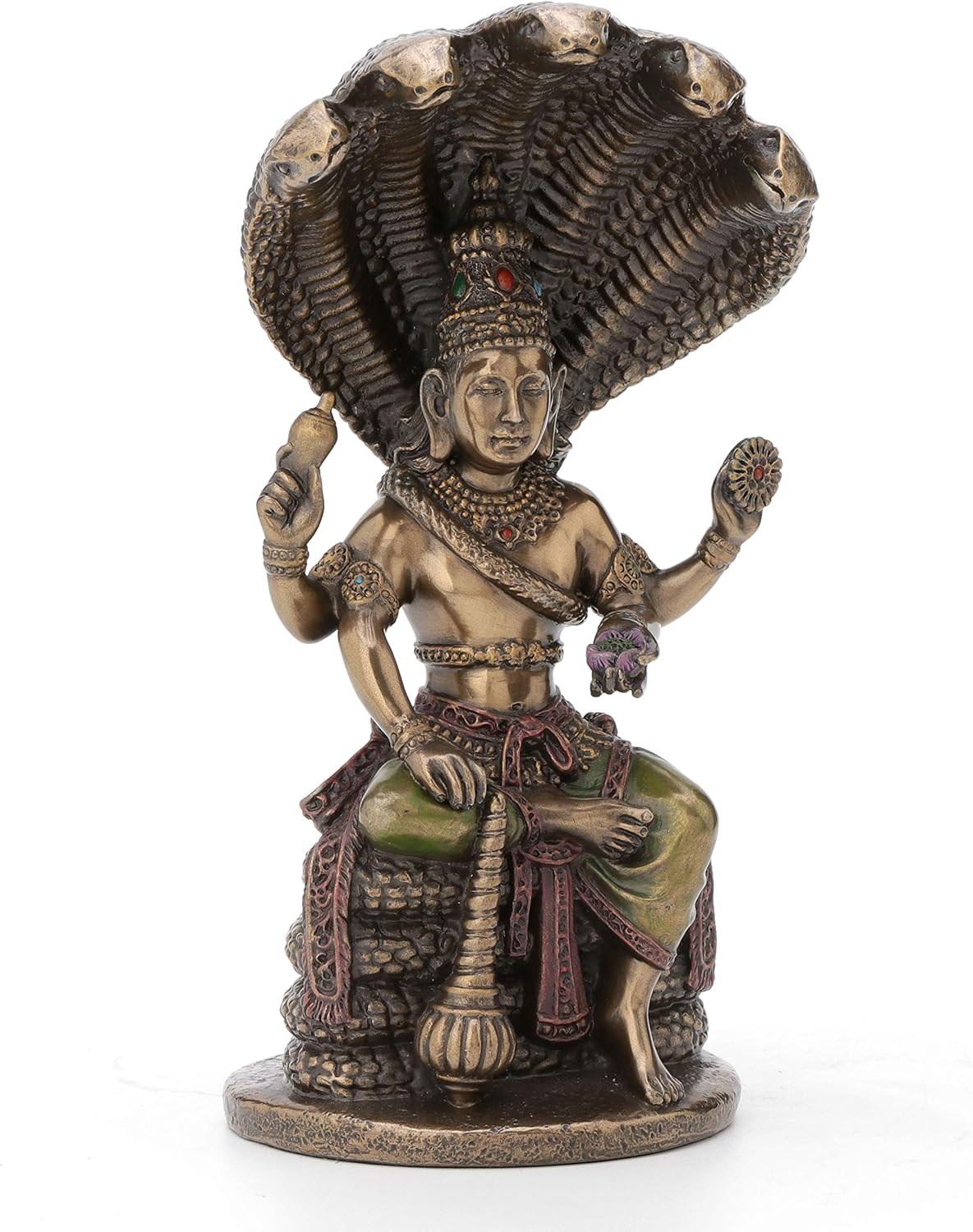 New Sitting Vishnu Idol On Base-Height-5.5 Inches-Metallic-Resin-Venkatesh Narayan Statue
