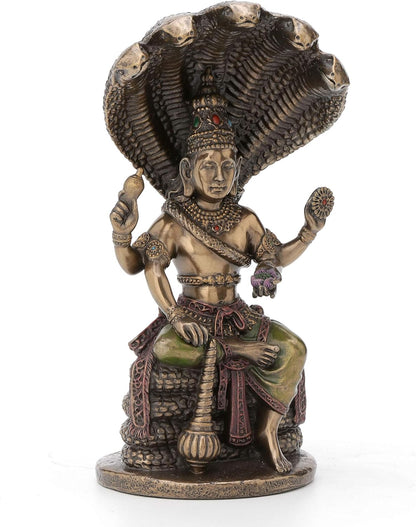 New Sitting Vishnu Idol On Base-Height-5.5 Inches-Metallic-Resin-Venkatesh Narayan Statue