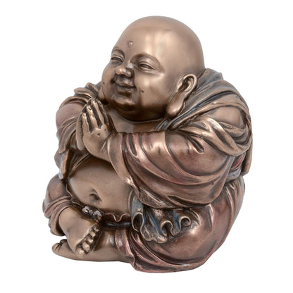 New Medium Style Laughing Buddha-5.5 Inches-Metalic-Resin