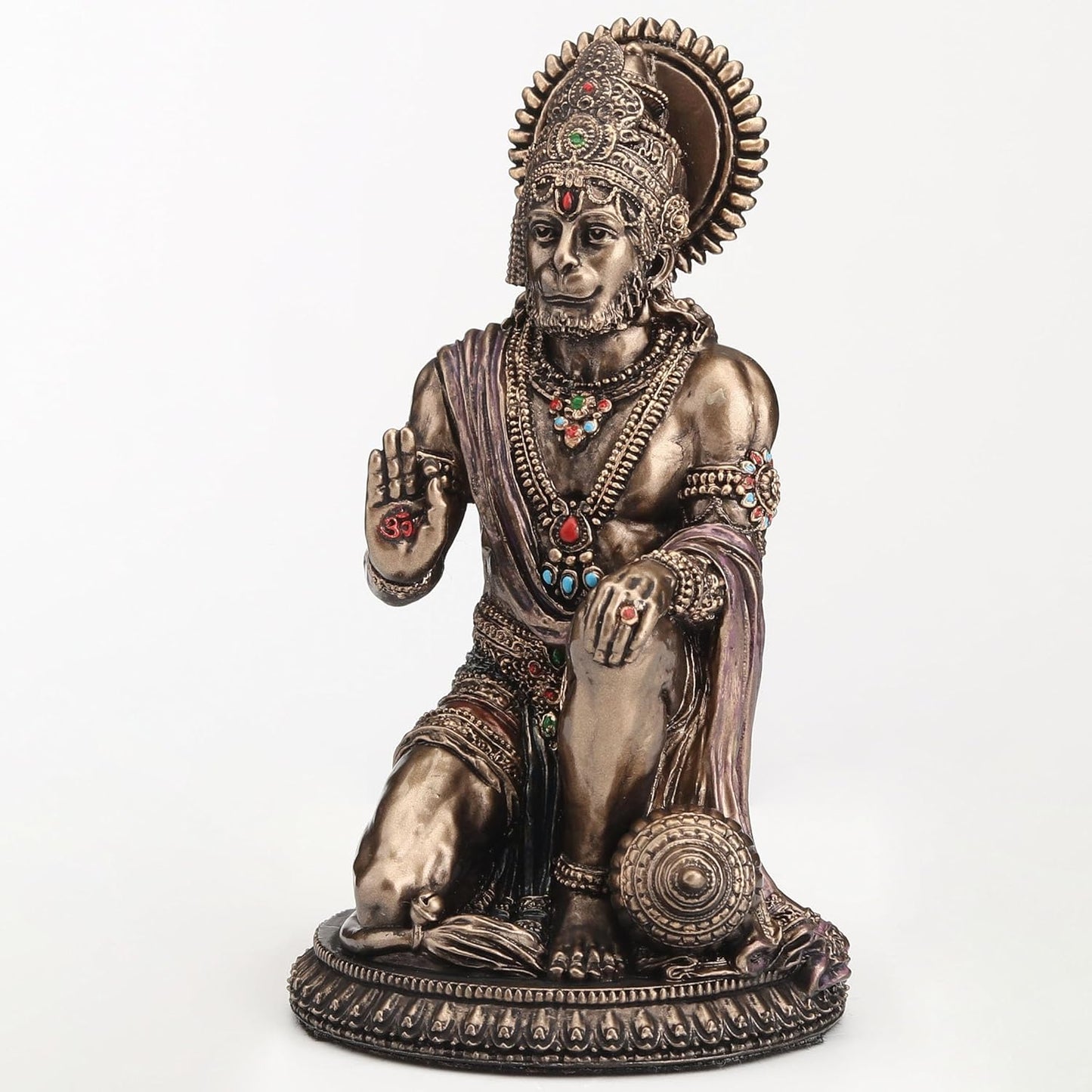 Medium Hanuman Idol Sitting Aashirwaad Pose-Height-5 Inches- Metallic-Resin