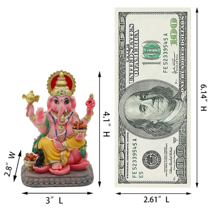 New Small Ganesh Statue-Height-3.5 Inches-Coloured-Ganesha Idol