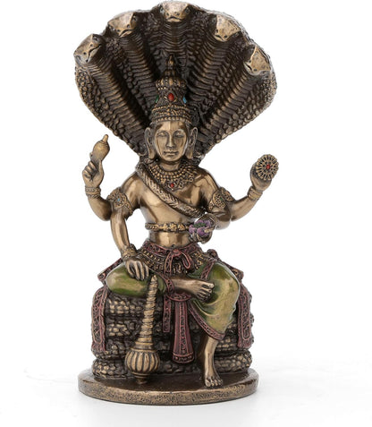 New Sitting Vishnu Idol On Base-Height-5.5 Inches-Metallic-Resin-Venkatesh Narayan Statue