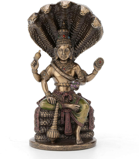 New Sitting Vishnu Idol On Base-Height-5.5 Inches-Metallic-Resin-Venkatesh Narayan Statue