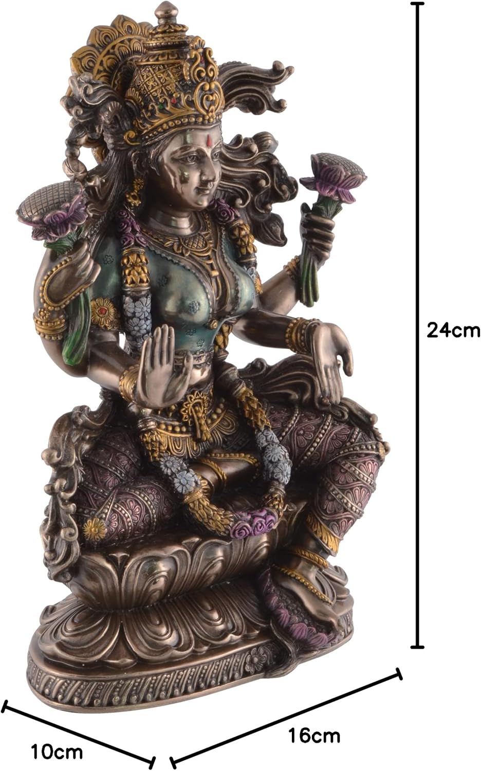 New Laxmi Idol Sitting Pose Arc Style-Carved-Metallic Finish-Resin-Height-9 Inches