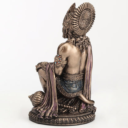 Medium Hanuman Idol Sitting Aashirwaad Pose-Height-5 Inches- Metallic-Resin