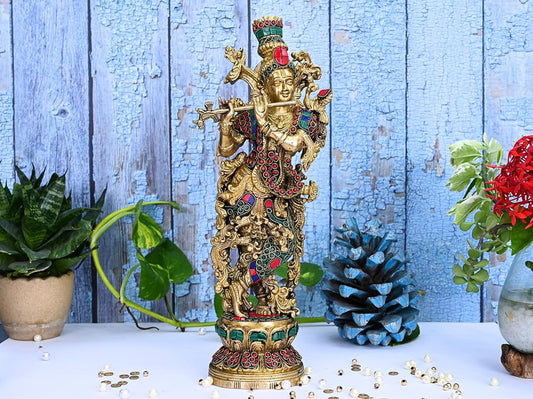 Ganesh Idol Sitting On Sinhasan-Arc Style-Brass Inlay Work-Height-8 Inches