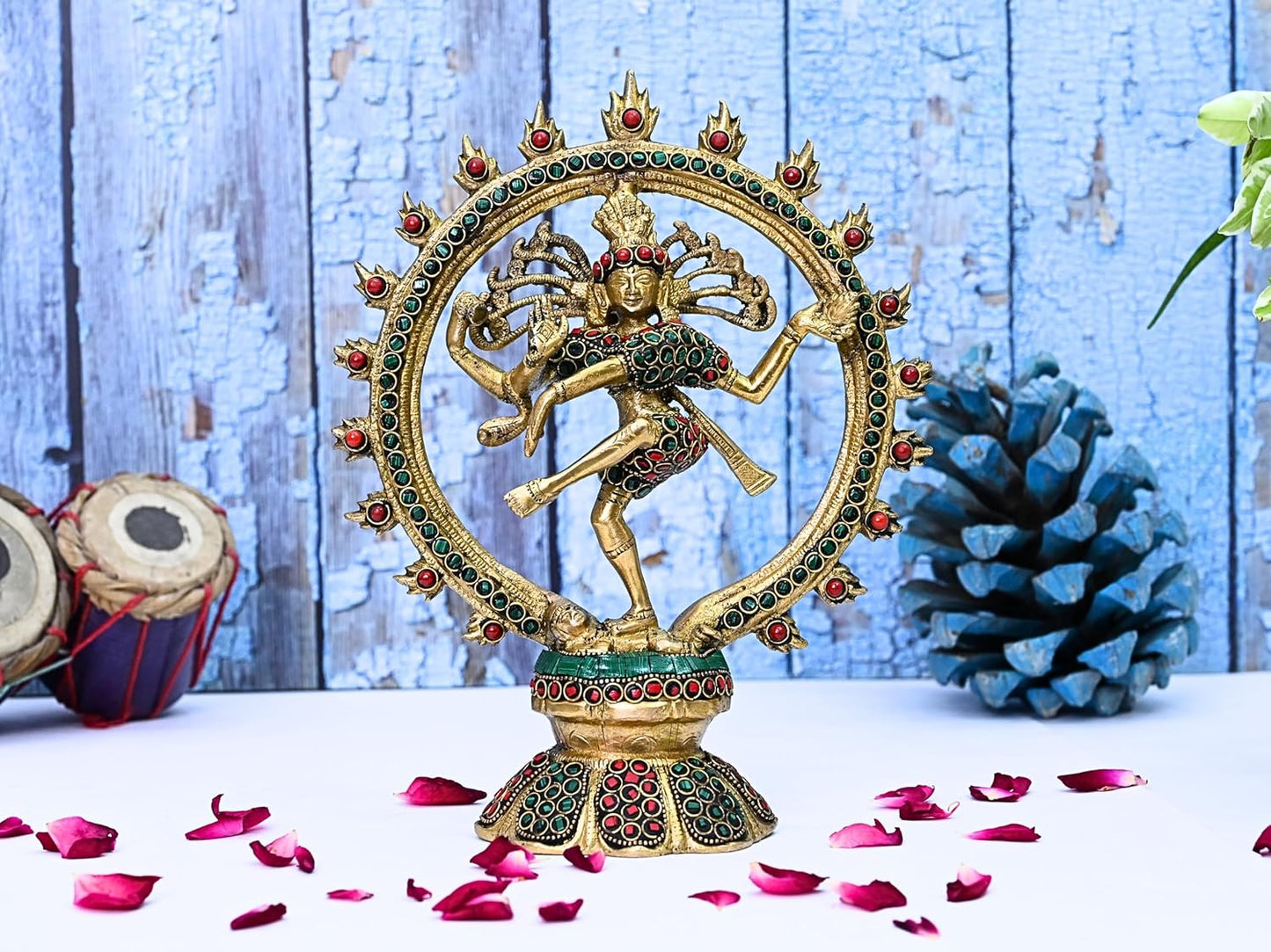 Sri Krishna Culure-Handmade Nataraja Idol-Height-10 Inches-Inlay Work-shiva Natraj