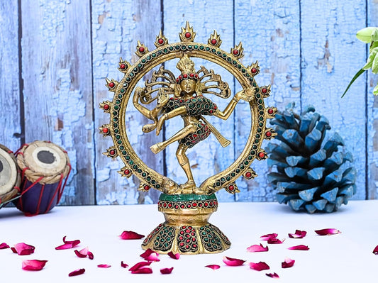 Sri Krishna Culure-Handmade Nataraja Idol-Height-10 Inches-Inlay Work-shiva Natraj