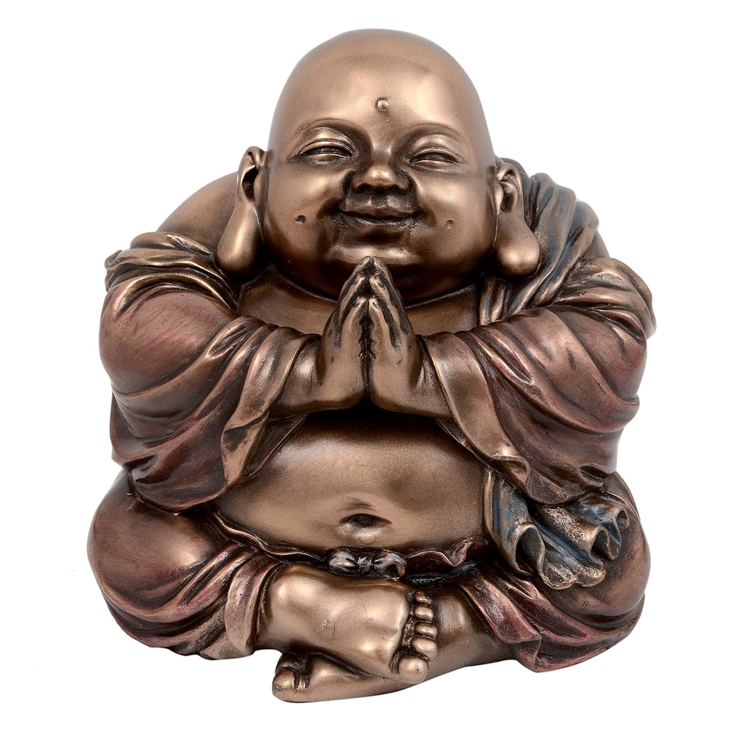 New Medium Style Laughing Buddha-5.5 Inches-Metalic-Resin