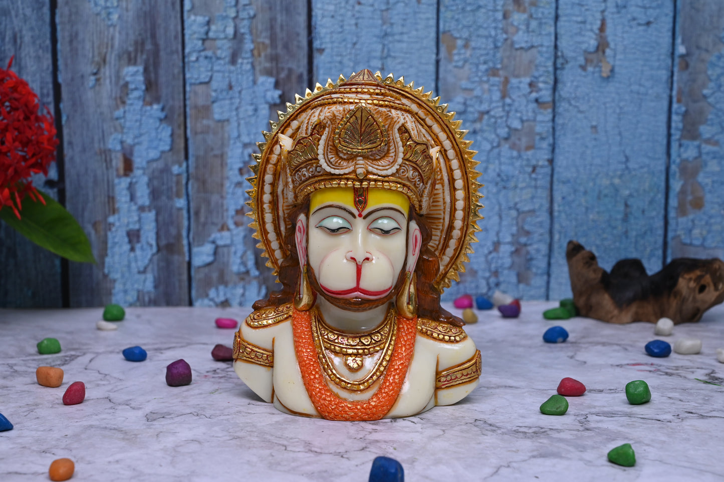 Hanuman Idol Bust-Multicoloured-Height-8 Inches-Resin-Home D�cor and Temple