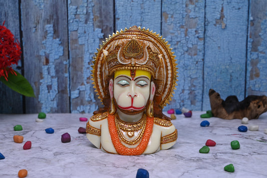 Hanuman Idol Bust-Multicoloured-Height-8 Inches-Resin-Home D�cor and Temple