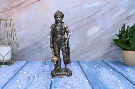 Sri Krishna Culture Large Standing Hanuman Ji Murti (Antique Finish)-12 Inches