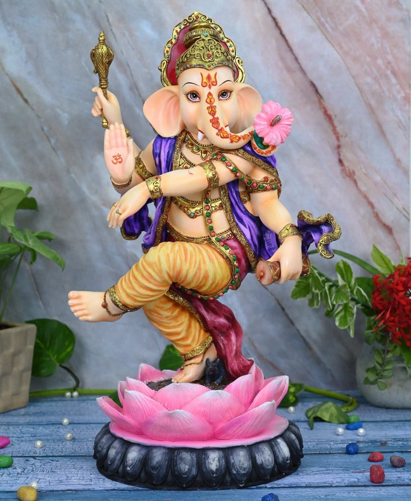 New Very Large Beautiful Dancing Ganesh for Home Decoration-Height-20 Inches-Multicoloured-Resin