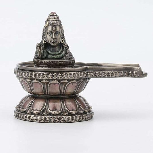 Shiva Linga Hindu God Collectible Cold Cast Bronzed Resin Statue Spiritual Figurine-Height-4.8 Inches