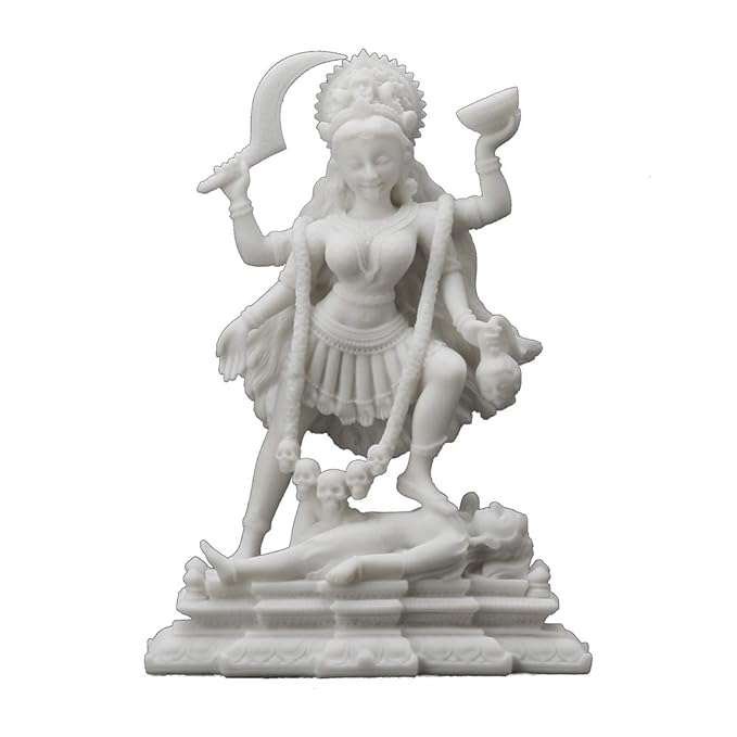 Marble Finish Kali Standing On Lord Shiva's Chest Hindu God Statue Indian Idol-Resin-Height 7.5 Inches