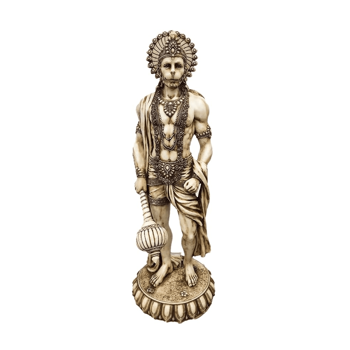 Large Hanuman Ji with Gada Murti/Idol/Statue-Anitque Finish,Height-24 Inches,Material-Polyresin & Marble,Made in India