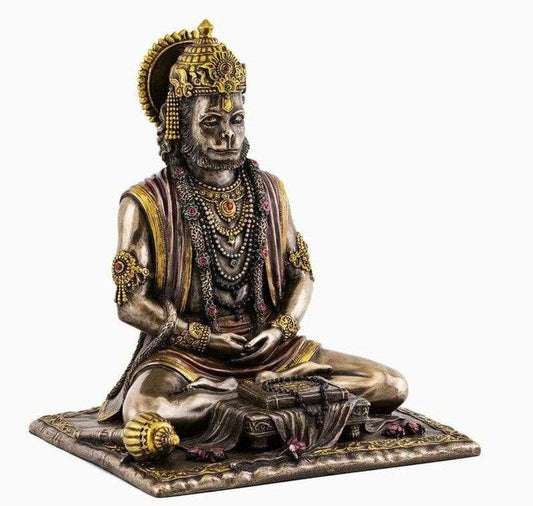New Big Beautiful Sitting Hanuman-Meditating Pose-Height-8.5 Inches for Home Decoration-Height-Ivory Antique Finish-Resin
