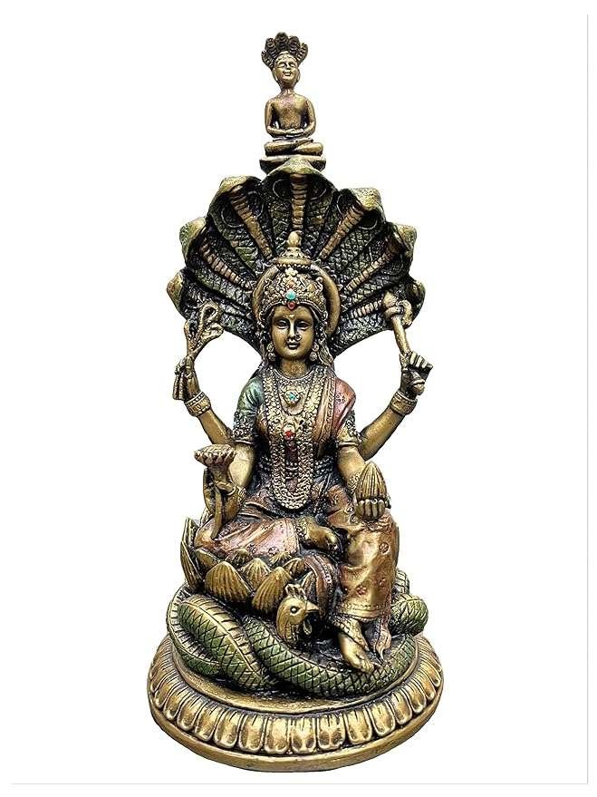 Medium Padmavati MATA for Home Decoration-Height-6 Inches-Antique Finish-Resin