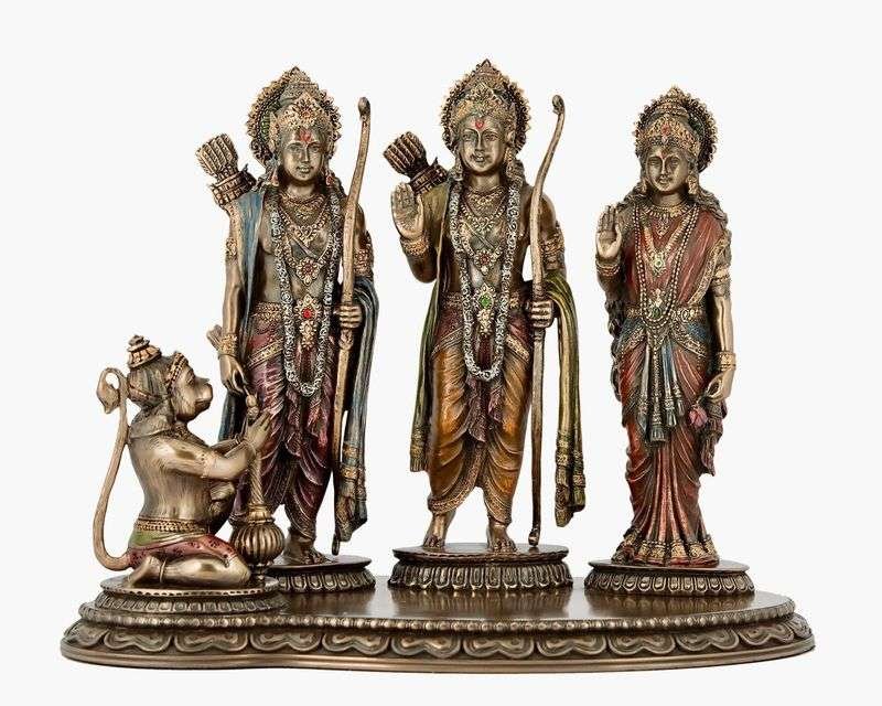 New Large Ram Darbar for Home-Height-8 Inches-Resin-Antique Finish-Ram Sita-Showpiece for Home Decoration
