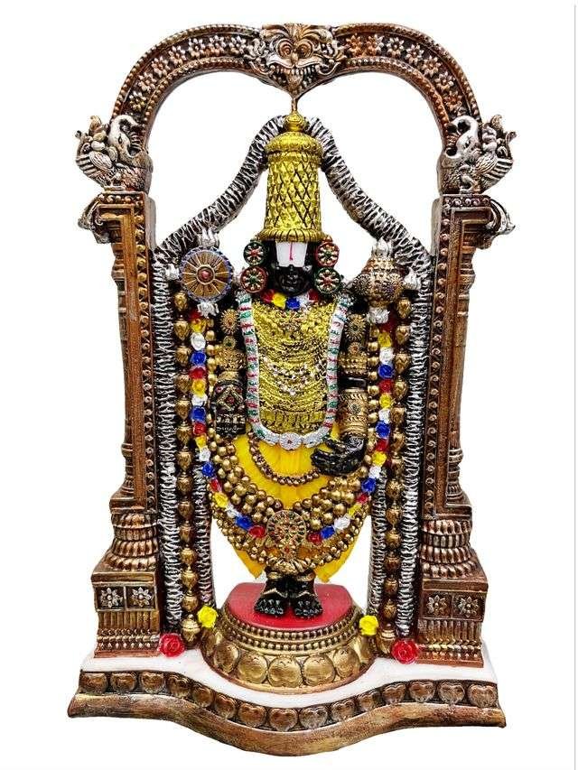 New Balaji-Tirupati Bala ji-Marble White Finish-Venkateshwar for Home Decoration-Resin-Height-8.5 Inches