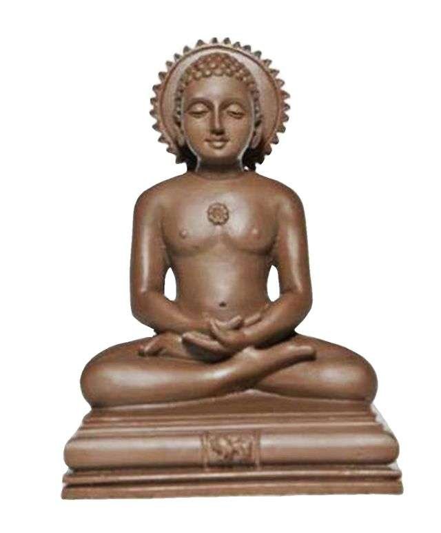 New Big Beautiful Sitting Mahavir -Brown-for Home Decoration-Height-7 Inches-Resin