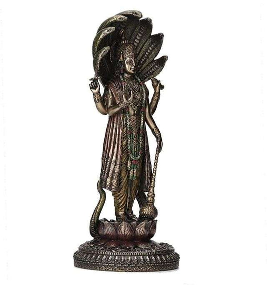 Sri Krishna Culture-New Big Beautiful Standing Vishnu For Home-Venkatesh Narayan-Height-12.5 Inches For Home Decoration-Ivory Antique Finish