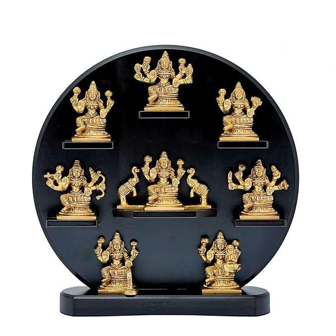 Brass Vishnu Dashavtar-10 Avatar Incarnations of Vishnu with Frame-Height-15 Inches-Material-Brass and Wood-Home Decoration
