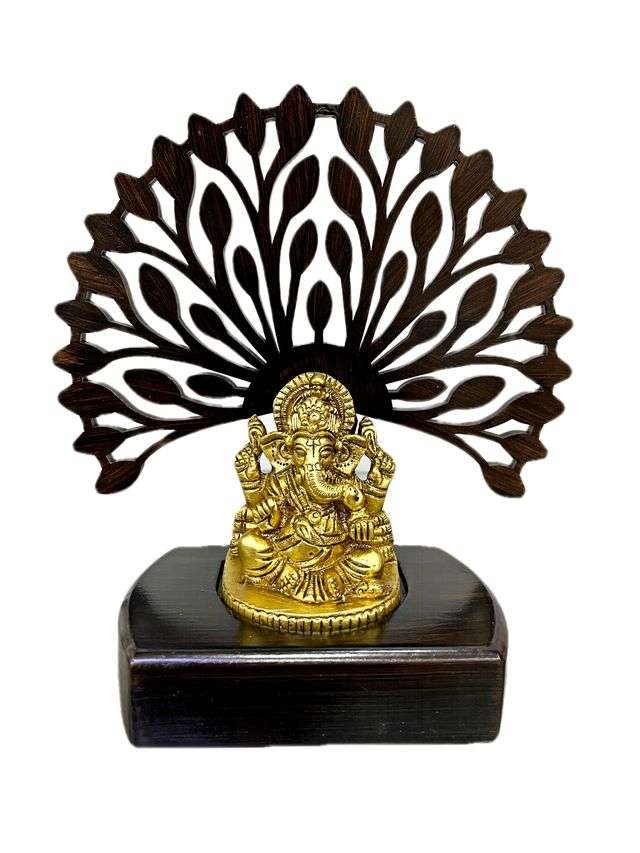 Brass Ganesh with Tree-Material-Brass-for Home Décoratives