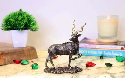 New Resin Wild Antelope with Bending Leg (Action Pose) , Standard, Antique Finish, 1 Piece,Ode to Wildlife-Height-9 cms