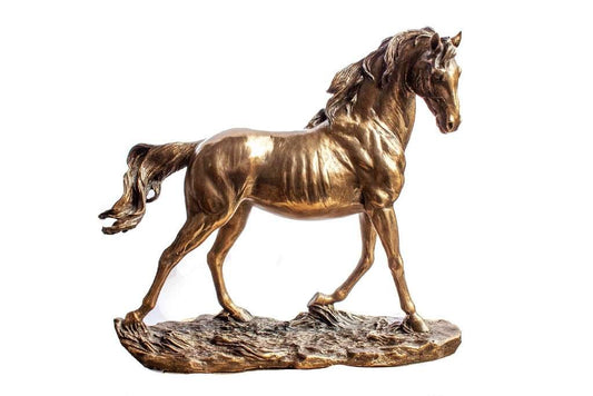 Large Beautiful Horse Trotting Animal Decorative for Home-Height-9.5 Inches-Antique-Resin