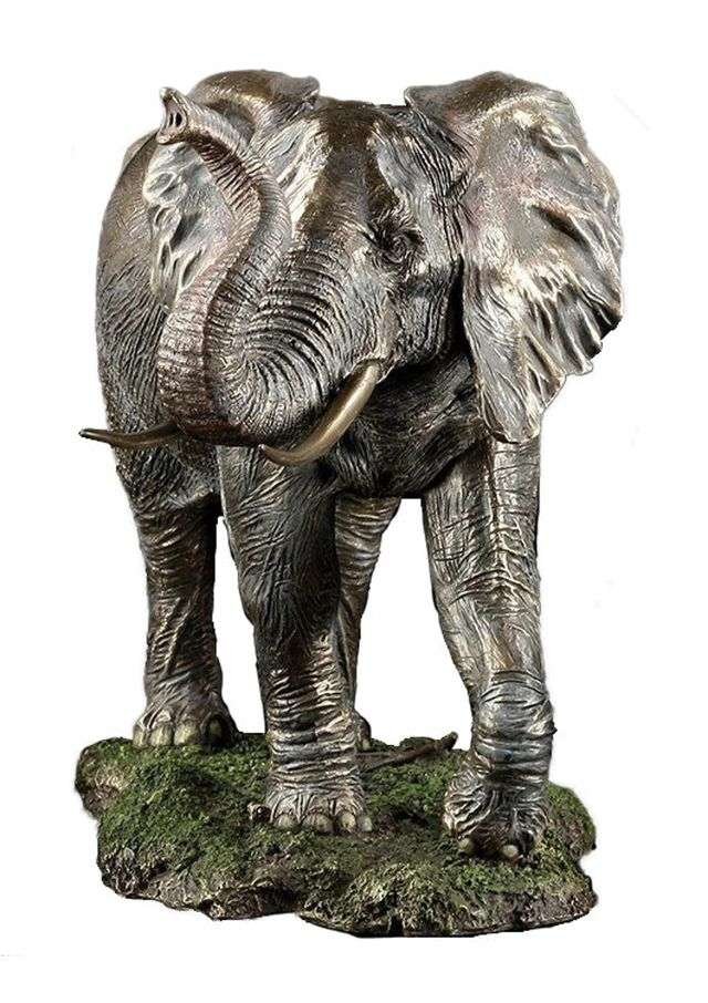 Large Beautiful African Elephants Showpiece for Home Décor-Height-9 Inches-Antique-Resin