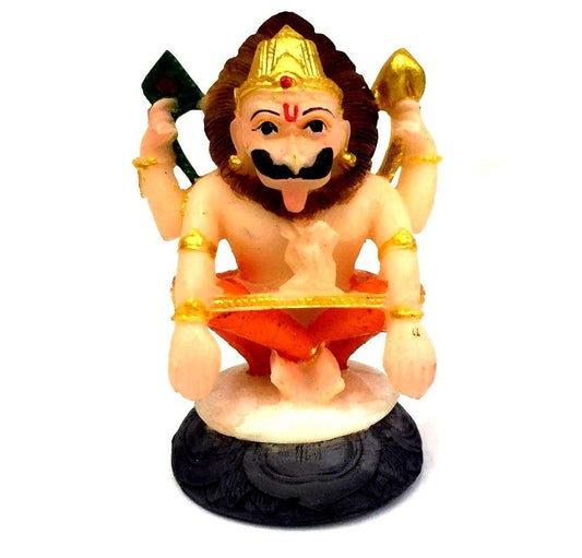 Handcrafted Small Narasimha Murti-Multicolour-Height-3 Inches-Resin