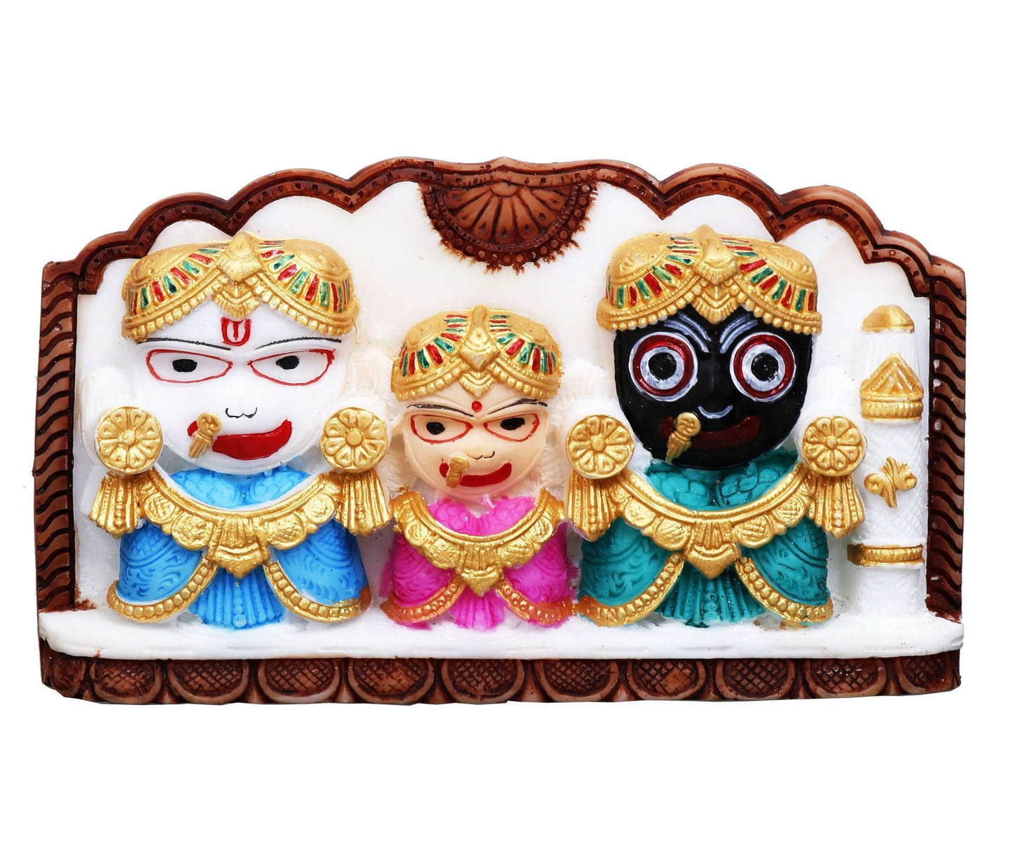 Handcrafted Plate Jagannath Idol for Home Decoration-Height-4 Inches-Multicoloured-Resin