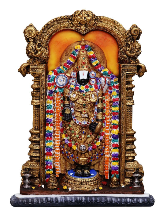 Handcrafted Big Beautiful Bala Ji (Tirupati Bala Ji) for Home Decoration-Height-9 Inches-Multicolour-Resin