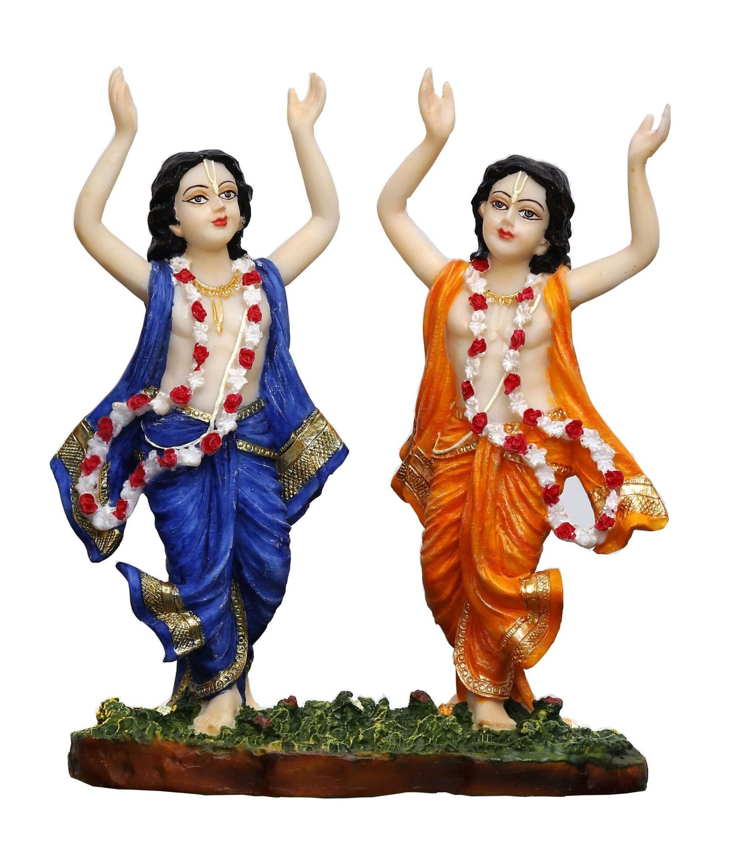Handcrafted Big Beautiful Dancing Gaur Nitai for Home Decoration-Height-11 Inches-Multicoloured-Resin
