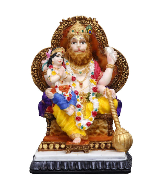 Handcrafted Cute Mini Narasimha Idol with Prahlad for Car-Height-3 Inches-Multicolour-Resin