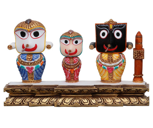 Handcrafted Beautiful Jagannath On Heavy Base For Home Decoration-Length-10 Inches-Multicoloured-Resin